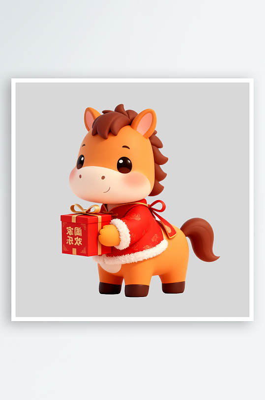 水彩马卡通马免抠图素材-众图网