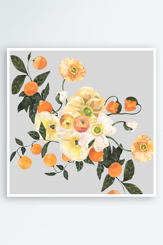 复古手绘植物花卉免抠图-众图网