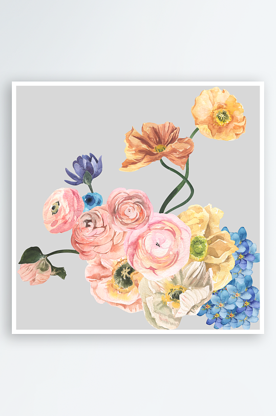 复古手绘植物花卉免抠素材-众图网