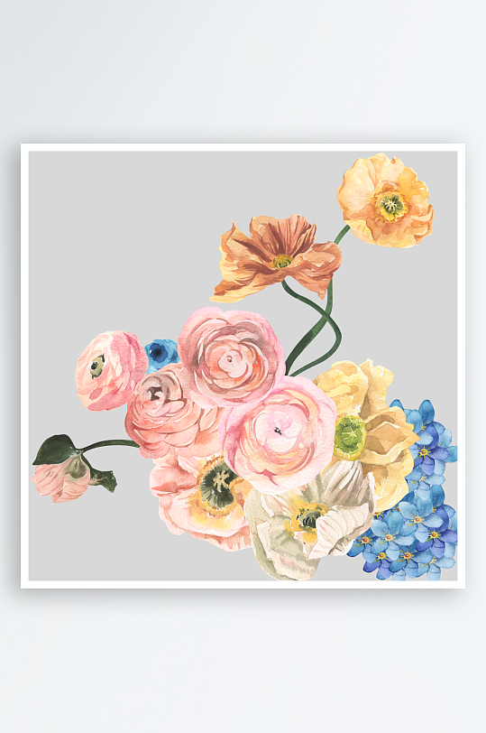 复古手绘植物花卉免抠素材-众图网