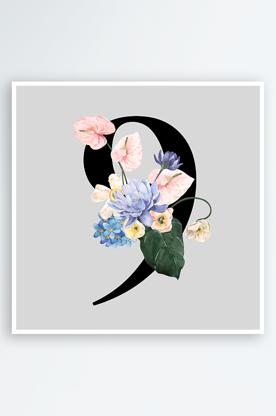 复古手绘植物花卉png素材-众图网