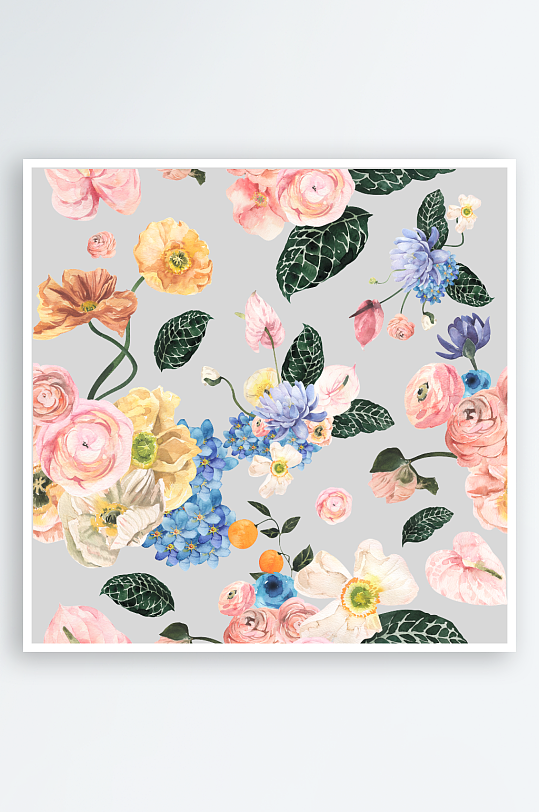 复古手绘植物花卉png素材-众图网