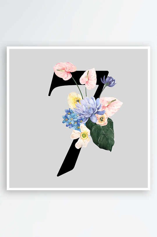 复古手绘植物花卉png素材-众图网