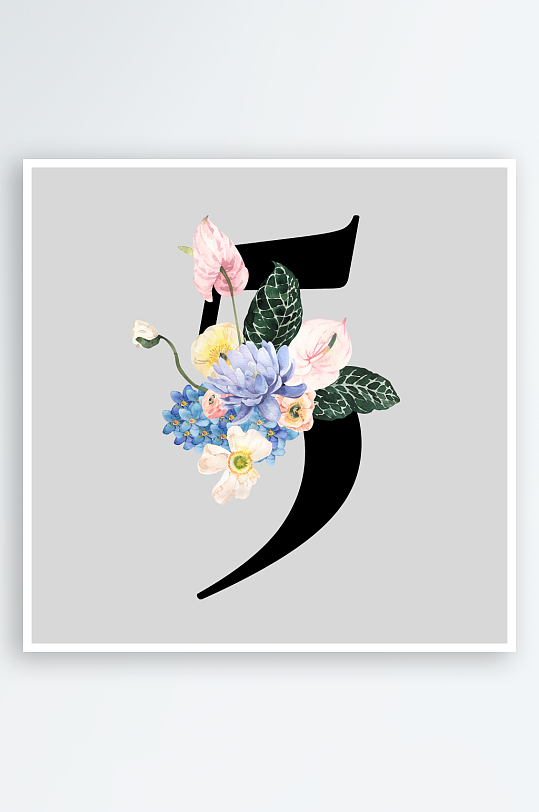 复古手绘植物花卉png图-众图网