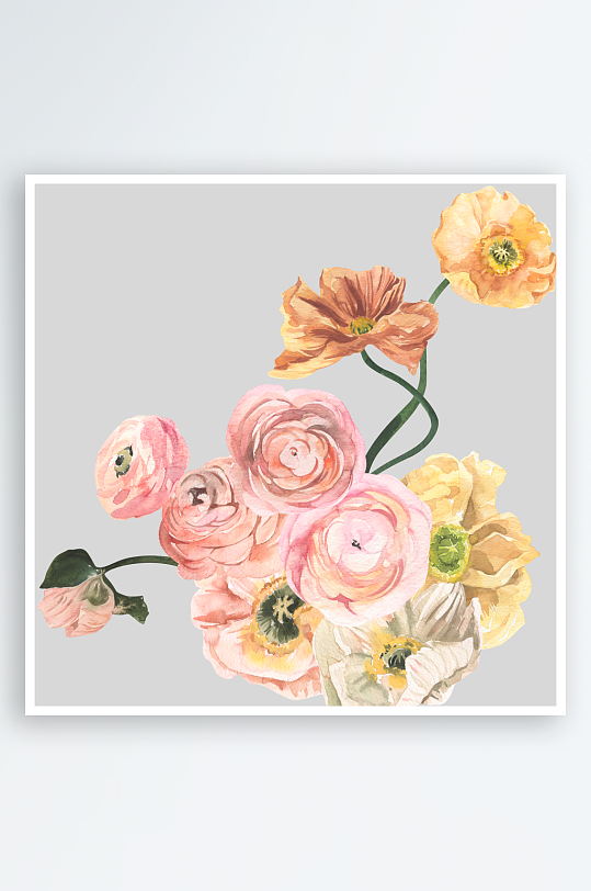 复古手绘植物花卉png图-众图网