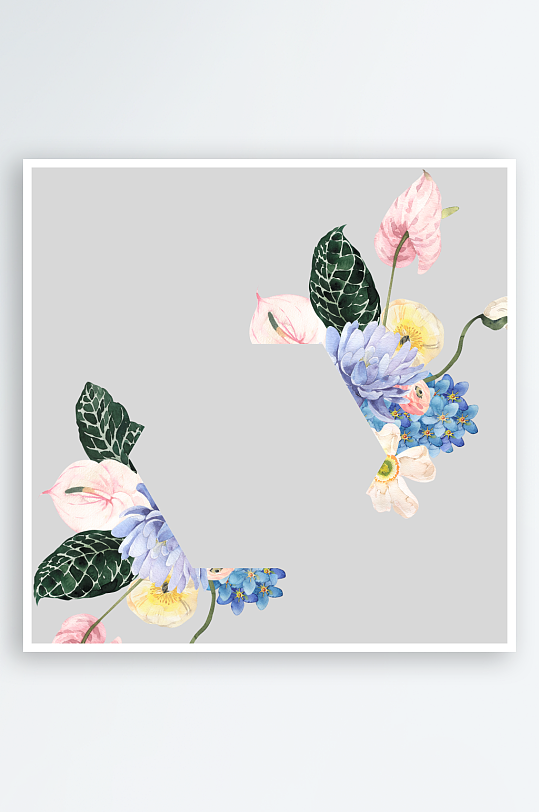 复古手绘植物花卉png图-众图网