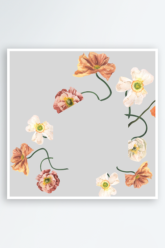 复古手绘植物花卉png图-众图网