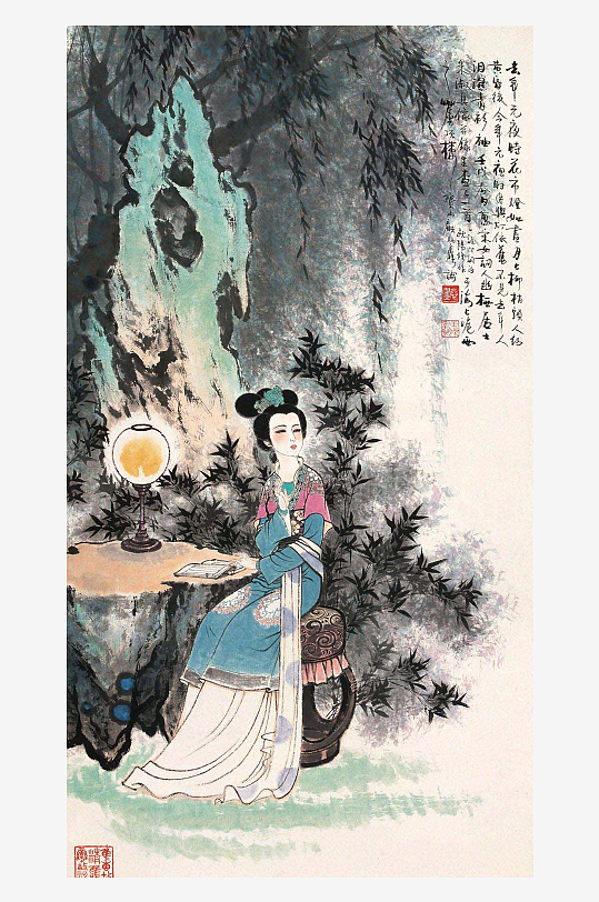 国画仕女图装饰画图片素材-众图网