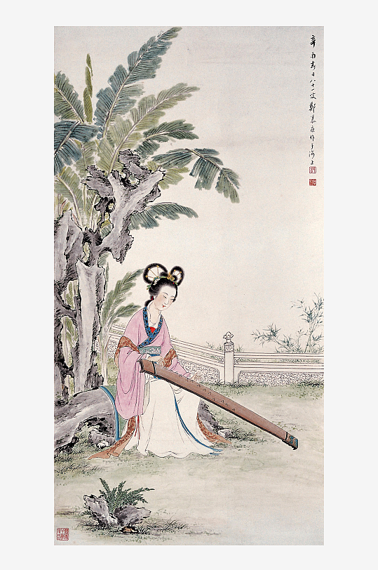 国画仕女图装饰画图片素材-众图网