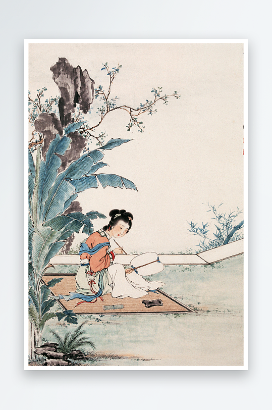 国画仕女图装饰画图片-众图网