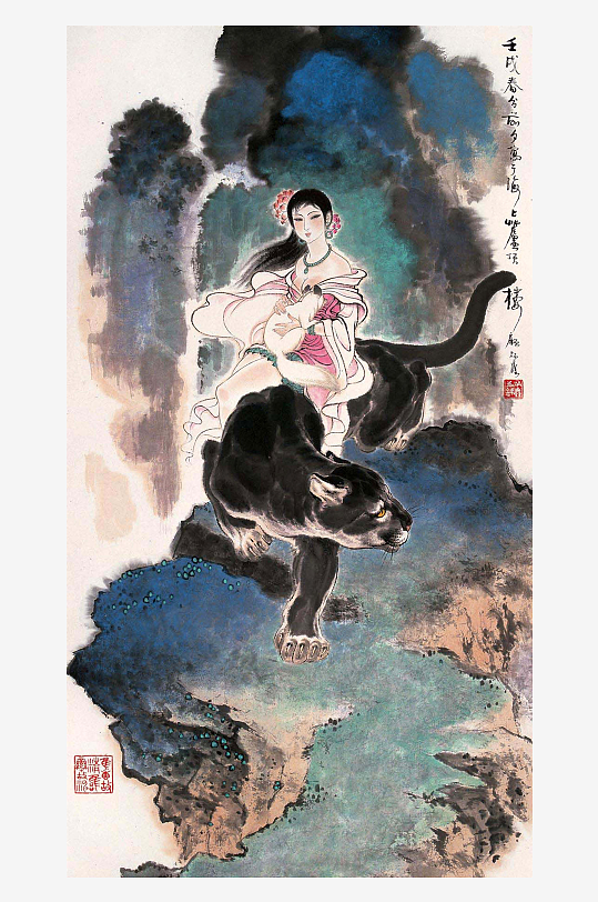 古风国画仕女图装饰画图片-众图网