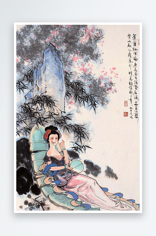 古风国画仕女图装饰画图片-众图网