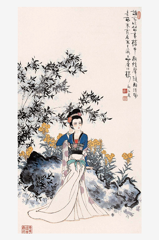 古风国画仕女图装饰画图片-众图网