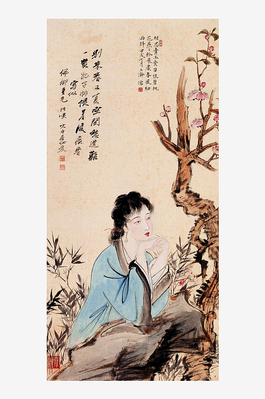 古风国画仕女图装饰画图片-众图网