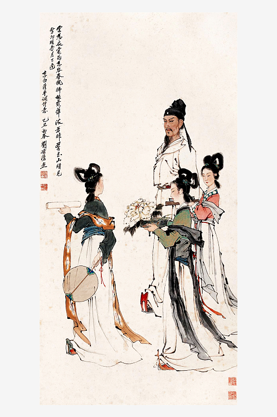 古风国画仕女图装饰画素材-众图网