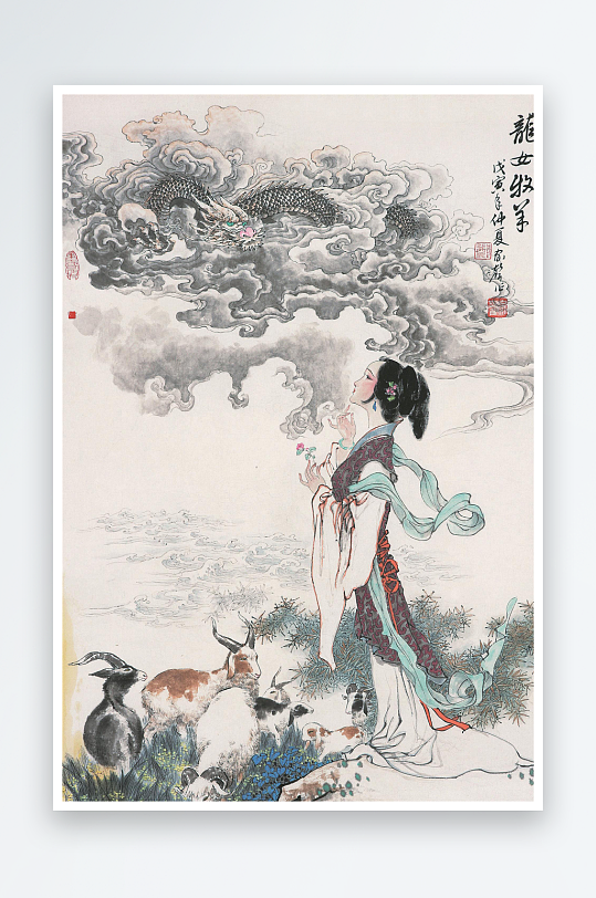 古风国画仕女图装饰画素材-众图网