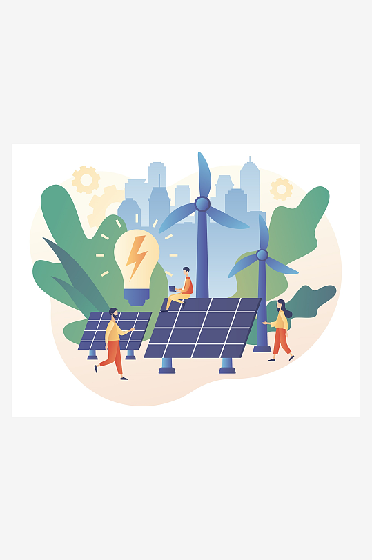 矢量新能源插画素材-众图网