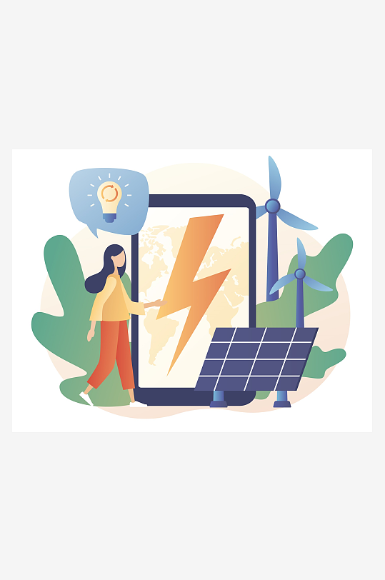 矢量新能源插画素材-众图网