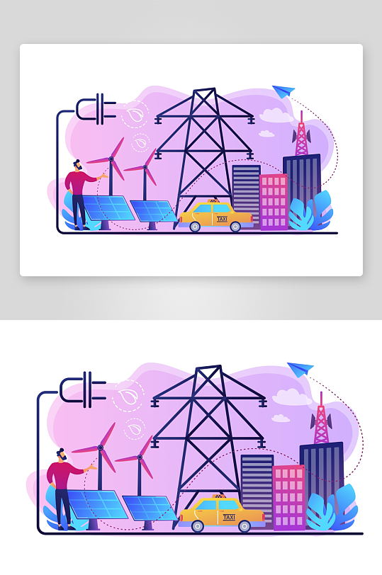 矢量新能源插画模板素材-众图网
