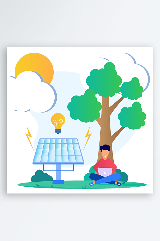 矢量新能源插画素材-众图网