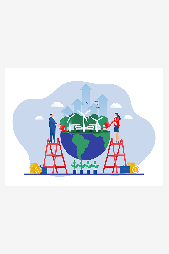 矢量新能源插画模板-众图网