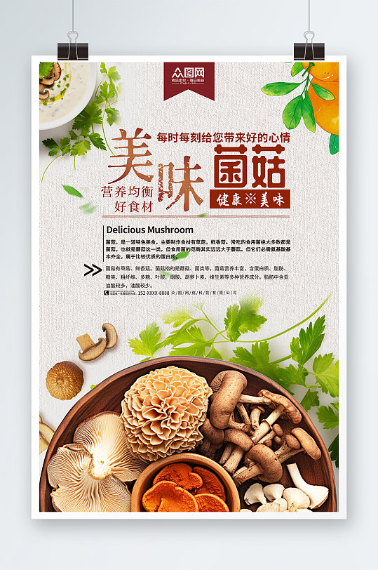 蘑菇菌菇蔬菜海报
