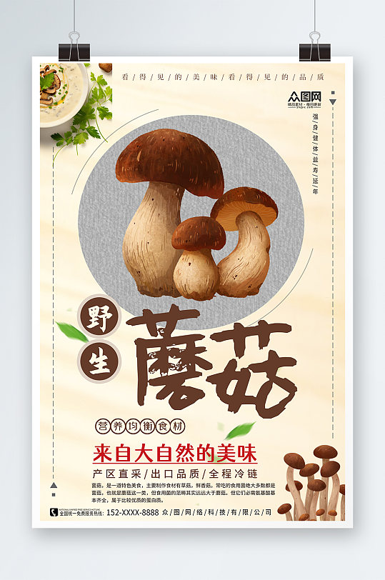 简约蘑菇菌菇蔬菜海报