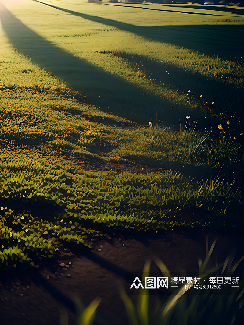 摄影风阳光照射的草地AI数字艺术素材