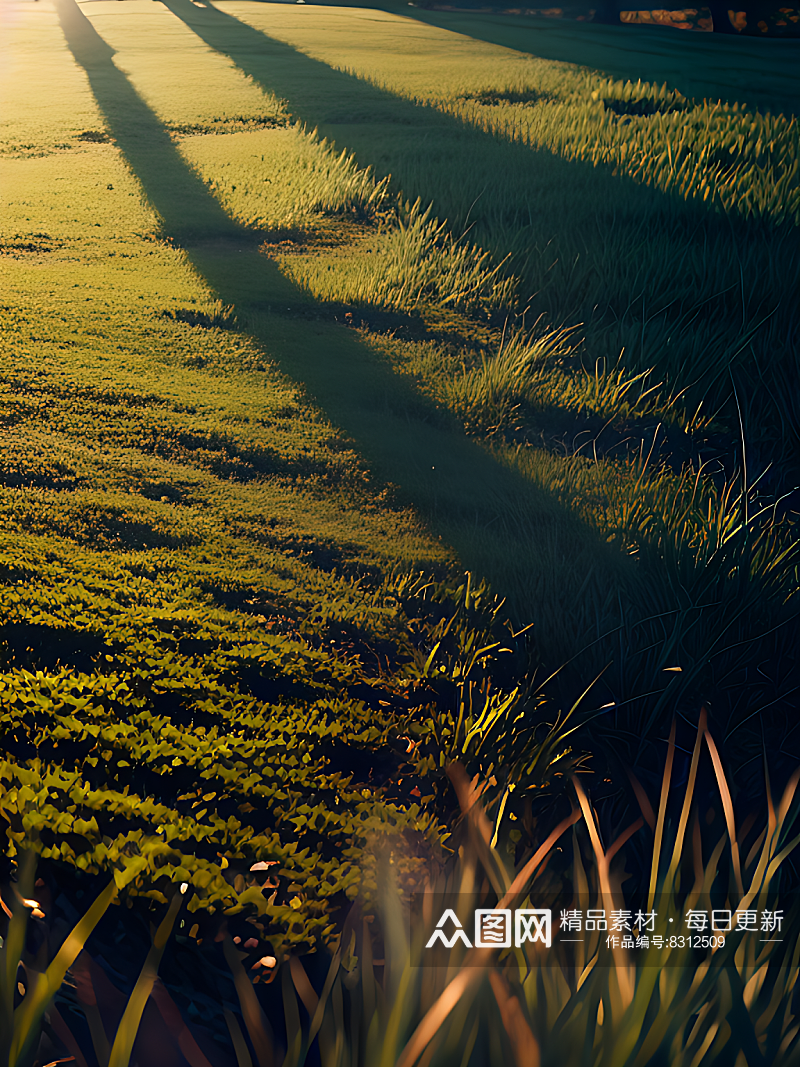 摄影风阳光照射的草地AI数字艺术素材