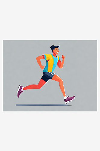 AI数字艺术跑步的人扁平插画