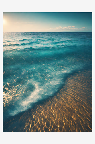 AI数字艺术摄影风蓝色的海水
