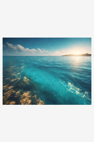 摄影风蓝色的海水AI数字艺术
