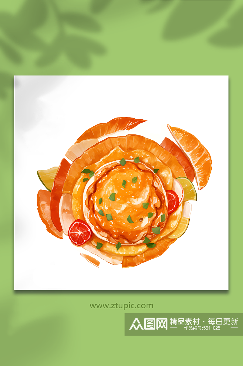 橙色原创创意美食类手绘矢量素材16水果汤素材