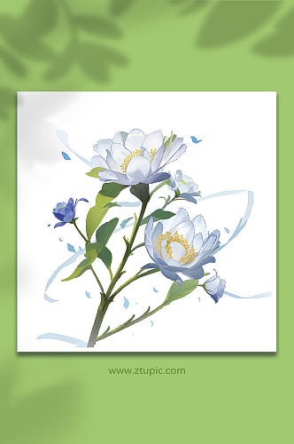 白色手绘矢量花朵免抠素材9