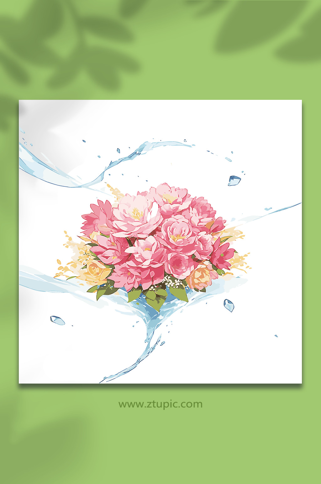 粉色手绘矢量水花花瓣素材6素材