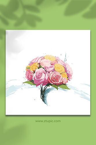 粉色手绘矢量水花花瓣素材7