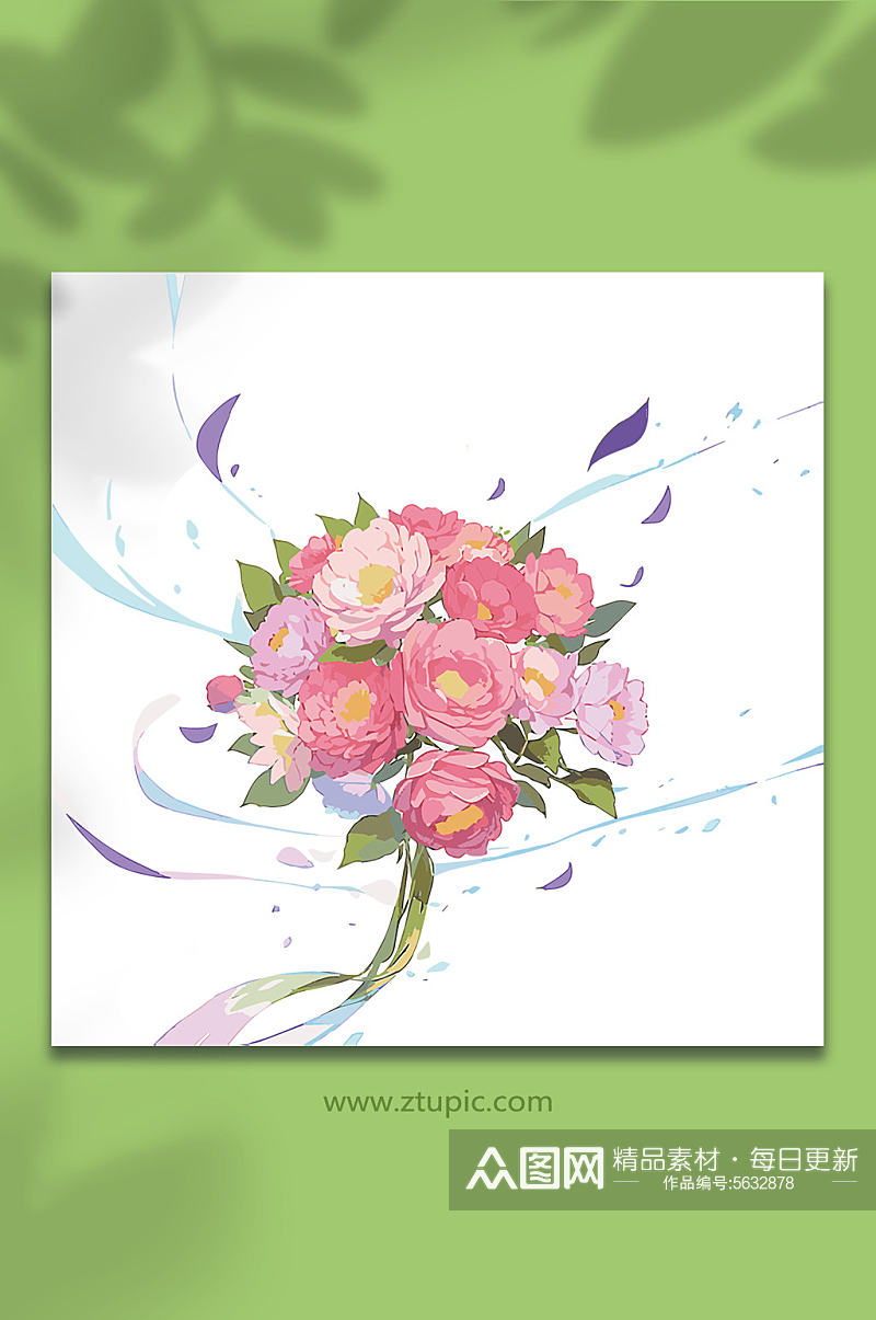 粉色手绘矢量水花花瓣素材10素材