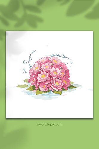 粉色手绘矢量水花花瓣素材13