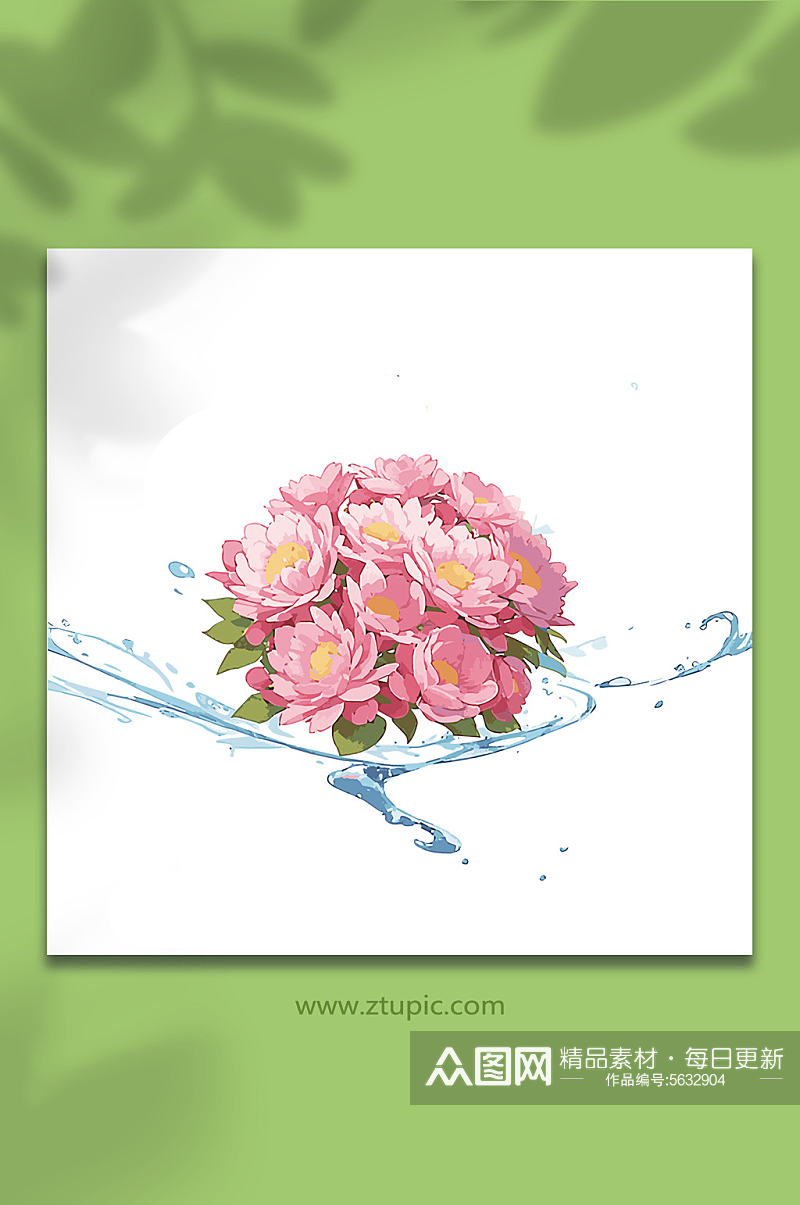 粉色手绘矢量水花花瓣素材16素材