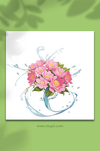 粉色手绘矢量水花花瓣素材25