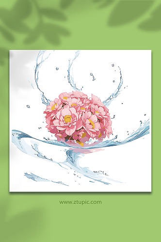 粉色手绘矢量水花花瓣素材26