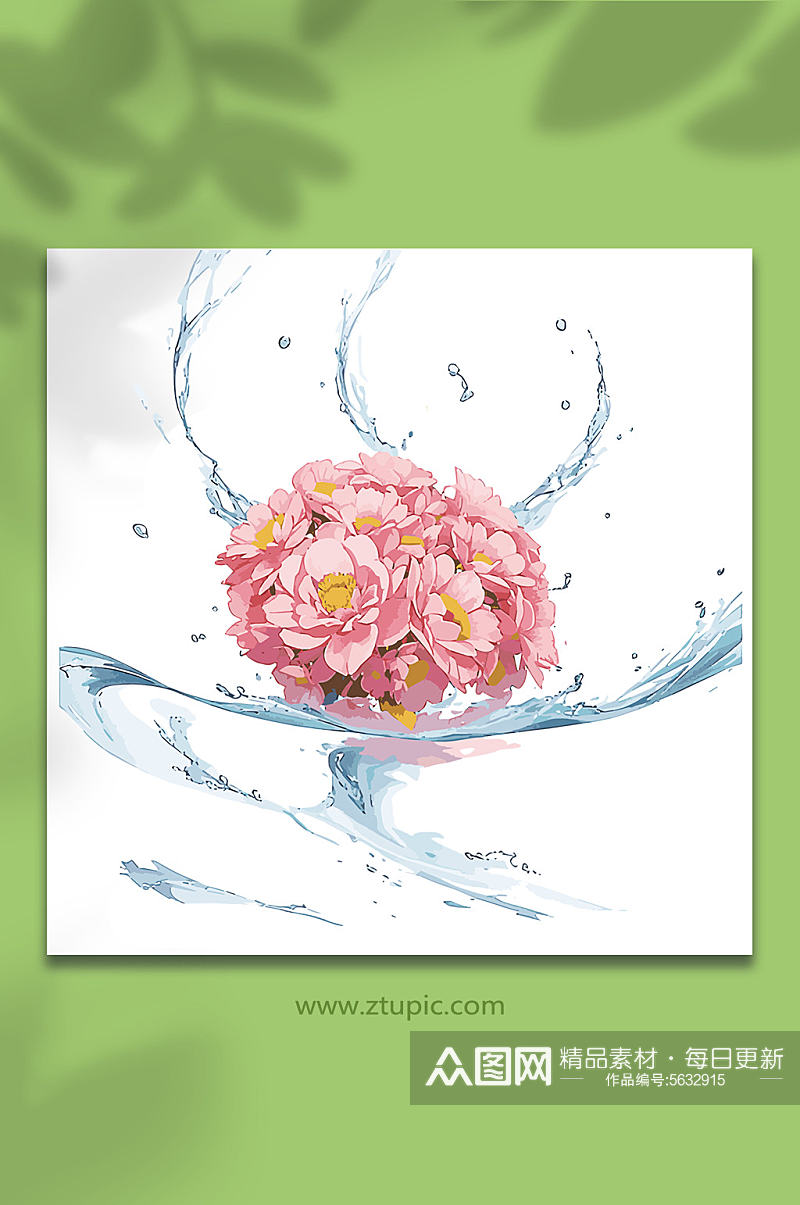 粉色手绘矢量水花花瓣素材26素材