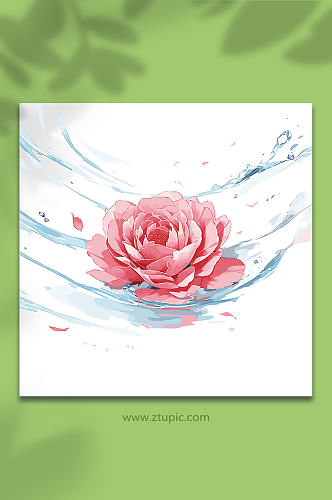 粉色手绘矢量水花花瓣素材31