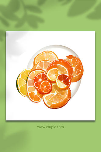 橙色手绘橙子水果矢量免抠素材4