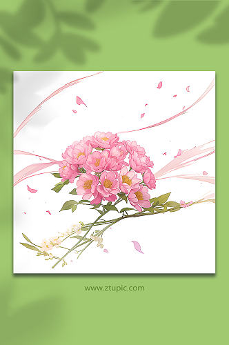 粉色手绘矢量水花鲜花免抠素材5