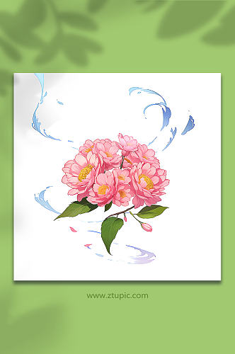 粉色手绘矢量水花鲜花免抠素材25