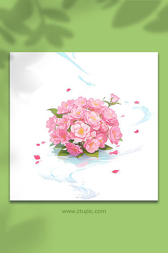 粉色手绘矢量水花鲜花免抠素材27