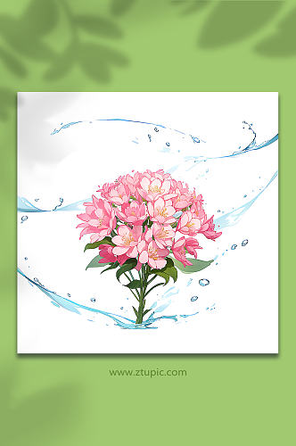粉色手绘矢量水花鲜花免抠素材60