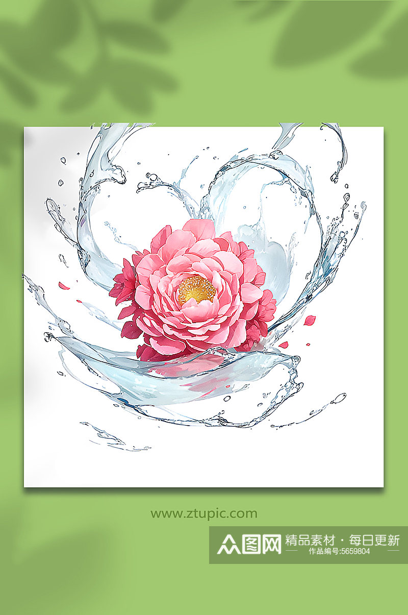 粉色创意柔性水出芙蓉花朵免抠素材2素材