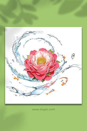 粉色创意柔性水出芙蓉花朵免抠素材24